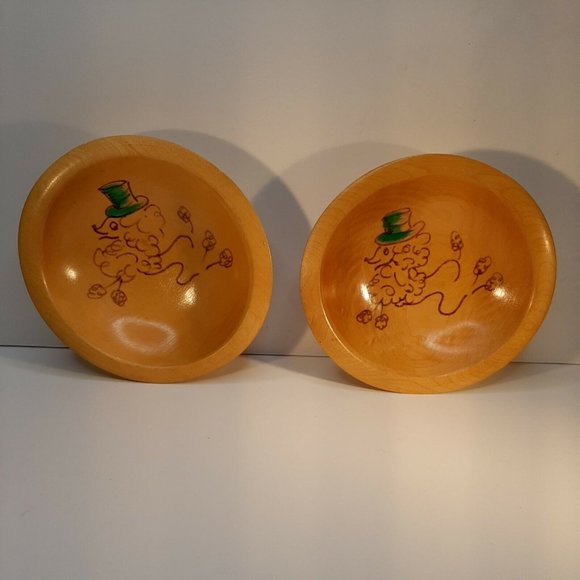 Munising Poodles Hand Painted Wooden Salad Bowls 6 Vintage Delightful TopHat EUC - Picture 8 of 12